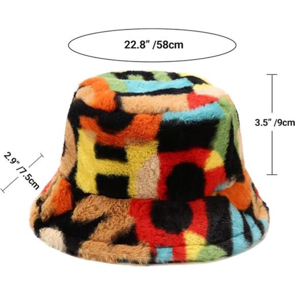 Women\'s Winter Faux Fur Fuzzy Bucket Hat Fluffy Warm Hat
